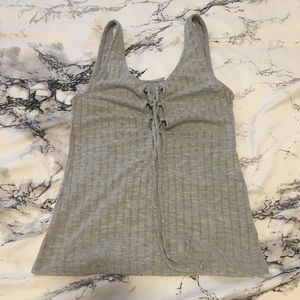 Grey lace up tank